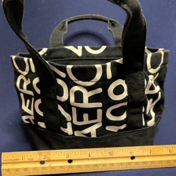 Aeropostale Printed Black & White Mini Cotton Tote Bag 8"x4"x5" - Picture 12 of 16